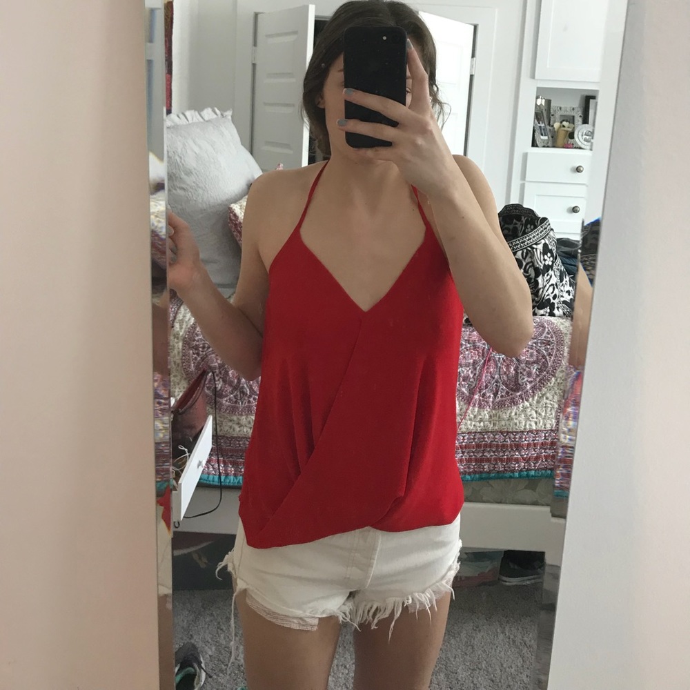 Naked Zebra red halter top